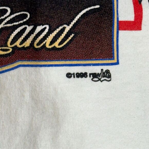 Vintage 90s Merica Patriotic T-Shirt XL USA Flag Sleeves Bald Eagle Tee 1996 - Picture 4 of 7